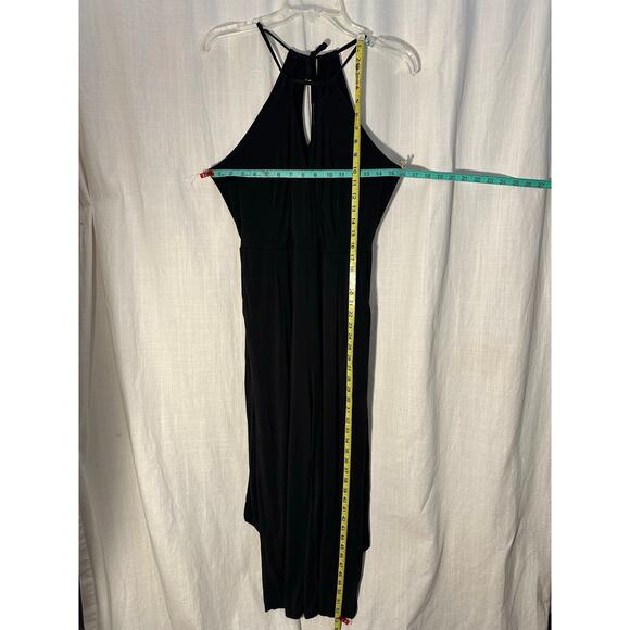 Anthropologie Maeve Corinna Halter Belted Black Jumpsuit Wide Leg Pockets XS - Picture 8 of 10